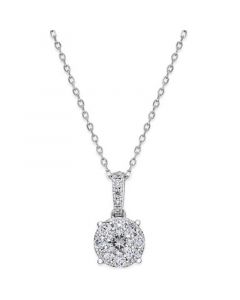 Diamond Cluster Circle Pendant Necklace (1/2 ct. t.w.) in 14k White Gold