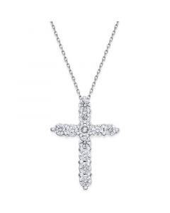 Diamond Cross Pendant Necklace (1-1/2 ct. t.w.) in 14k White Gold