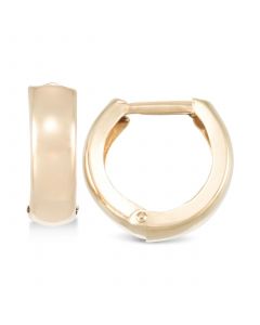 Polished Wide Huggie Hoop Earrings in 10k Gold