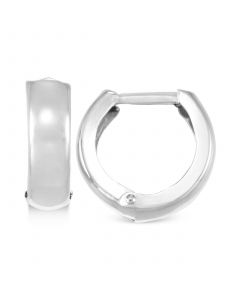 Polished Wide Huggy Hoop Earrings in 10k White Gold