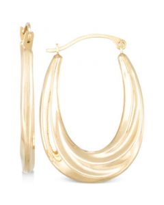 Draped-Look Oval Hoop Earrings in 10k Gold