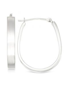 Polished Pear-Shape Hoop Earrings in 10k White Gold