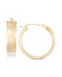 Polished Wide Hoop Earrings in 10k Gold