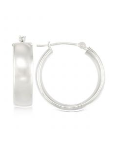 Polished Wide Hoop Earrings in 10k White Gold