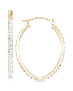 Crystal Pavé Tapered Hoop Earring in 10k Gold