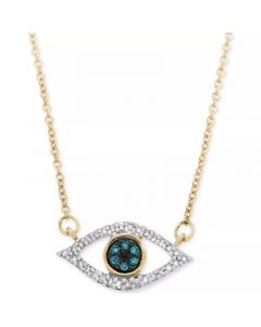 Diamond Evil-Eye Pendant Necklace (1/6 ct. t.w.) in 10K Yellow or White gold., Created for Macy's