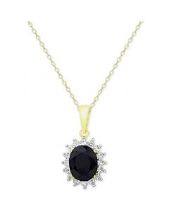 Sapphire (3 ct. t.w.) and White Topaz (5/8 ct. t.w.) Pendant Necklace in 18k Gold-Plated Sterling Silver