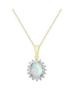 18" Opal (1-1/2 ct. t.w.) and White Topaz (5/8 ct. t.w.) Pendant Necklace in 18k Gold-Plated Sterling Silver