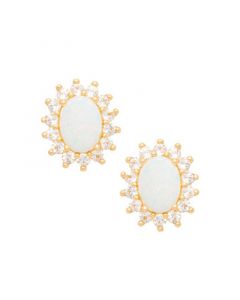 Opal (1-3/8 ct. t.w.) and White Topaz (9/10 ct. t.w.) Stud Earrings in 18k Gold-Plated Sterling Silver