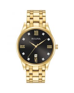 Men's Dress Diamond Accent Gold-Tone Stainless Steel Bracelet Watch 40mm 97D108