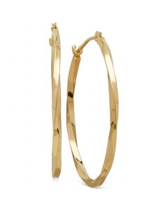 Thin Twist Oval Hoop Earrings in 10k Gold, 1 inch