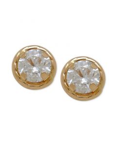 Children's Round Cubic Zirconia Stud Earrings in 14k Gold