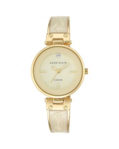 Women's Diamond Accent Gold-Tone and Ivory Bracelet Watch 34mm