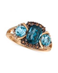 Chocolatier Blue Topaz (2-5/8 ct. t.w.) and Diamond (1/5 ct. t.w.) Ring in 14k Rose Gold, Created for Macy's