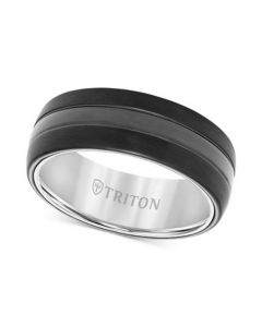 Men's Satin Finish Band in Black Tungsten Carbide