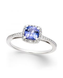 Tanzanite (5/8 ct. t.w.) and Diamond (1/8 ct. t.w.) Ring in 14k White Gold