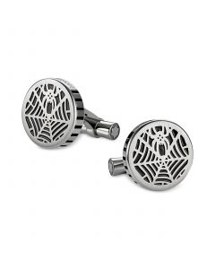 Spider Men's Stainless Steel and Black Web Cufflinks 114708