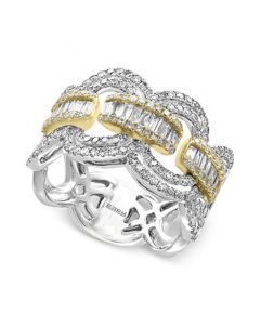 Duo by EFFY® Diamond Statement Ring (1-1/10 ct. t.w.) in 14k White and Yellow Gold