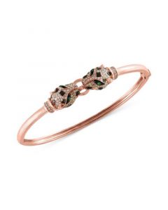 EFFY® Diamond (3/4 ct. t.w.) and Tsavorite Accent Bangle Bracelet in 14k Rose Gold