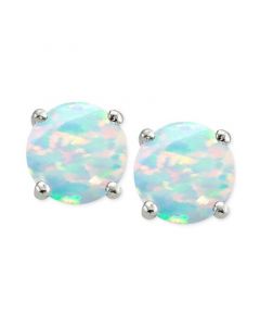 Cubic Zirconia Synthetic Opal Stud Earrings in Sterling Silver, Created for Macy's