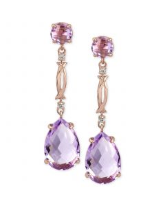 Rose Amethyst (13 ct. t.w.) and Diamond Accent Drop Earrings in 14k Rose Gold