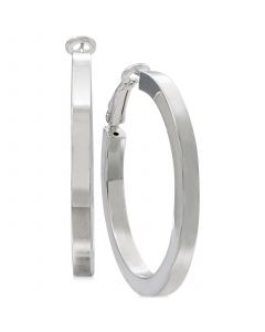 Square-Edge Polished Hoop Earrings in Sterling Silver