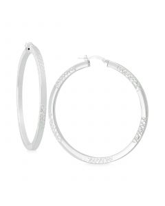 Textured Square-Edge Hoop Earrings in Sterling Silver