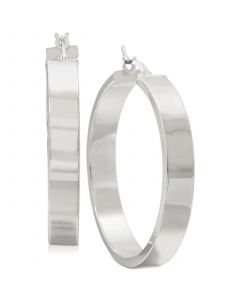 Straight-Edge Thick Hoop Earrings in Sterling Silver