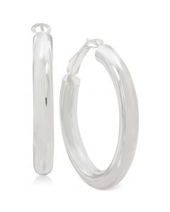 Polished Tube Hoop Earrings in Sterling Silver