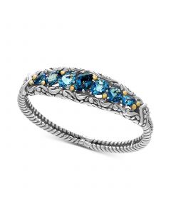 EFFY® Ocean Bleu London Blue Topaz (7-1/2 ct. t.w.) and Swiss Blue Topaz (5-1/8 ct. t.w.) Bracelet in Sterling Silver and 18k Gold