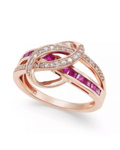 Ruby (1 ct. t.w.) and Diamond (1/5 ct. t.w.) Swirl Ring in 14k Gold (Also Available in Emerald)