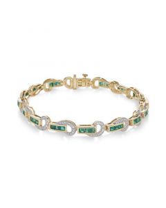 Emerald (2-1/2 ct. t.w.) and Diamond (5/8 ct. t.w.) Swirl Link Bracelet in 14k Gold