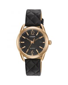 Drive from Citizen Eco-Drive Women's Black Quilted Leather Strap Watch 34mm FE6083-13E