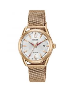 Drive from Citizen Eco-Drive Women's Rose Gold-Tone Stainless Steel Mesh Bracelet Watch 34mm FE6083-72A