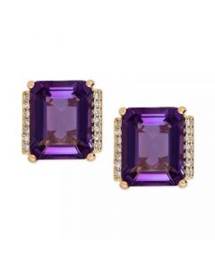 Gemstone and Diamond Accent Stud Earrings in 14k Gold