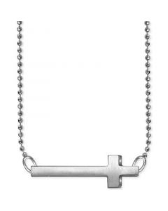 Side Cross Beaded Pendant Necklace in Sterling Silver