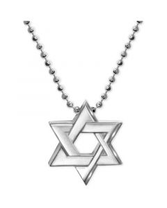 Star of David Beaded Pendant Necklace in Sterling Silver