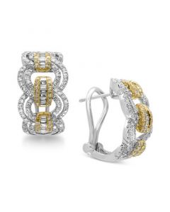 Duo by EFFY® Diamond Hoop Earrings (1-1/5 ct. t.w.) in 14k Gold and White Gold