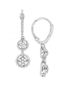 Diamond Double Cluster Drop Earrings (1/2 ct. t.w.) in 14k White Gold