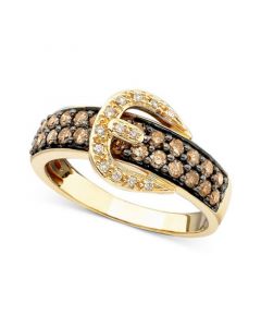 Chocolate Diamond (3/4 ct. t.w.) and White Diamond Accent Buckle Ring  in 14k Gold