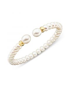 Cultured Freshwater Pearl (7mm) Rondelle Bracelet in 14k Gold