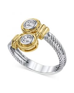 Diamond Twist Ring (1/3 ct. t.w.) in 14k White & Yellow Gold