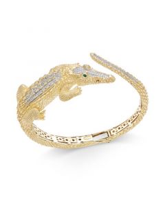 Diamond Crocodile Bypass Bracelet (1/2 ct. t.w.) in 14k Gold-Plated Sterling Silver