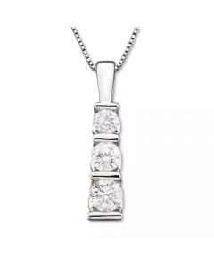 Three-Stone Diamond Pendant Necklace in 14k White Gold or 14k Yellow Gold (1/2 ct. t.w.)