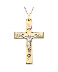 14k Gold Two-Tone Large Crucifix Pendant