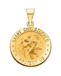 Saint Christopher Medal Pendant in 14k Yellow Gold