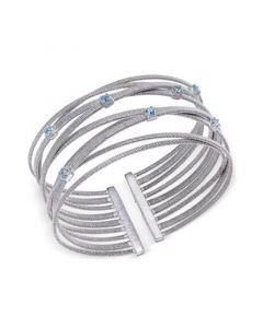 Swiss Blue Topaz Multi-Row Cuff Bracelet (3/4 ct. t.w.) in Sterling Silver