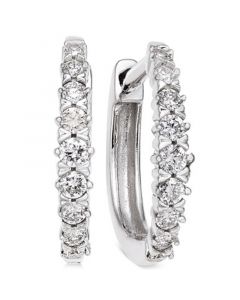 Diamond Hoop Earrings (1/4 ct. t.w.) in 14k White Gold