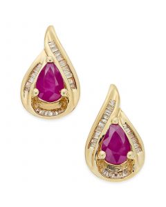 Ruby (9/10 ct. t.w.) and Diamond (1/6 ct. t.w.) Stud Earrings in 14k Gold