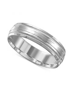 Men's High-Polished Etched Wedding Band in 14k White Gold